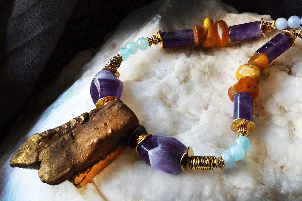 They Are Back / Bohemian Mens Necklace Natural Hematite Pyrite Chocker Massive Man necklace