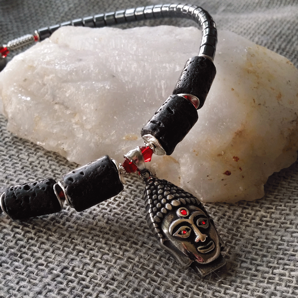 Mahabharata / Mens Necklace Buddha Head Pendant Jewelry Tsoukalos Ancient Aliens Boho