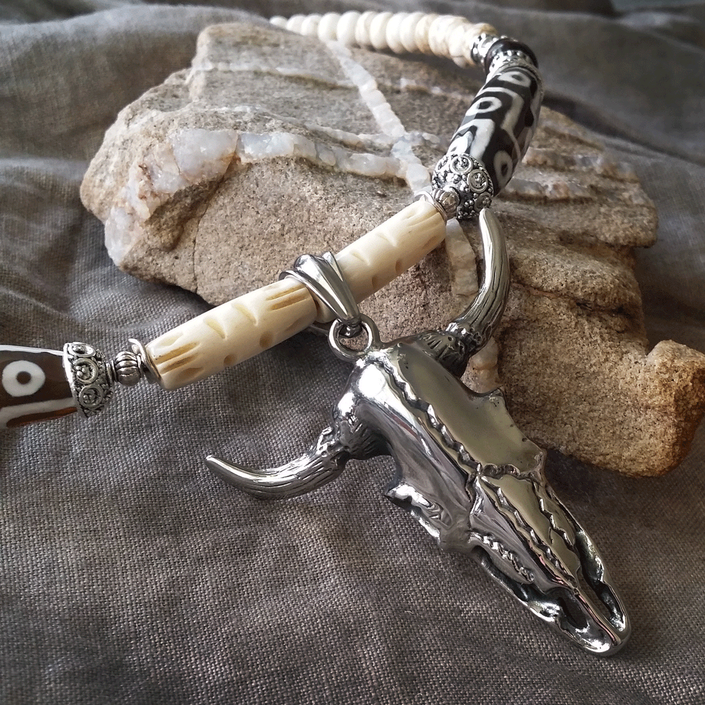 Los Alamos / Bohemian Mens Necklace Natural Stones Chocker Massive Man necklace