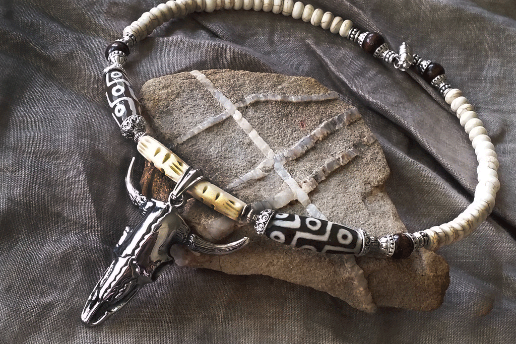 Los Alamos / Bohemian Mens Necklace Natural Stones Chocker Massive Man necklace