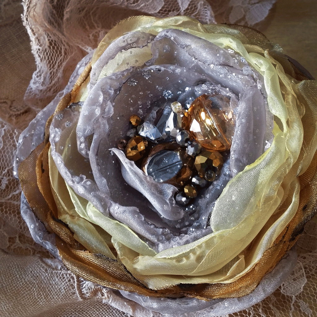 Wild Flower / Boho Rose Choker Flower Brooch Clip Upcycled Magnolia Apple Blossom Upcycled Concept Store Made in USA