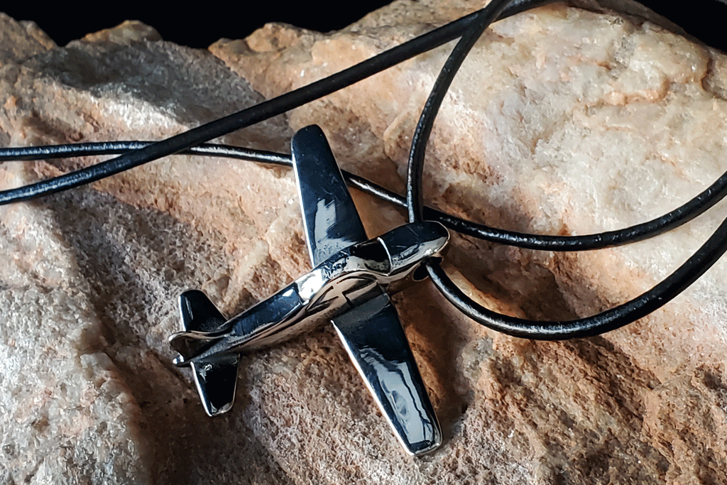 Aéro-Club / Unique Necklace for Men Leather Necklace Plane Pendant Gift Guy Mens Gift Idea