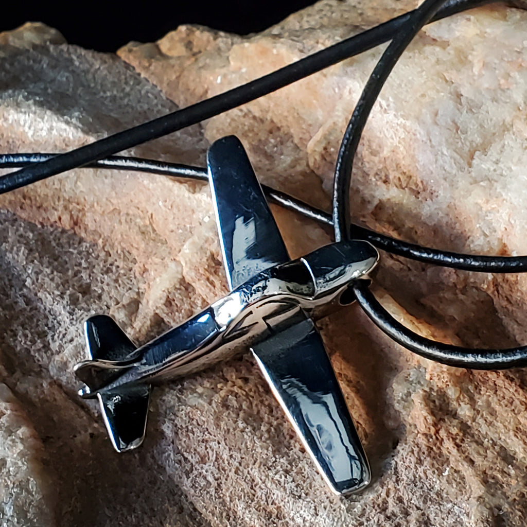 Aéro-Club / Unique Necklace for Men Leather Necklace Plane Pendant Gift Guy Mens Gift Idea