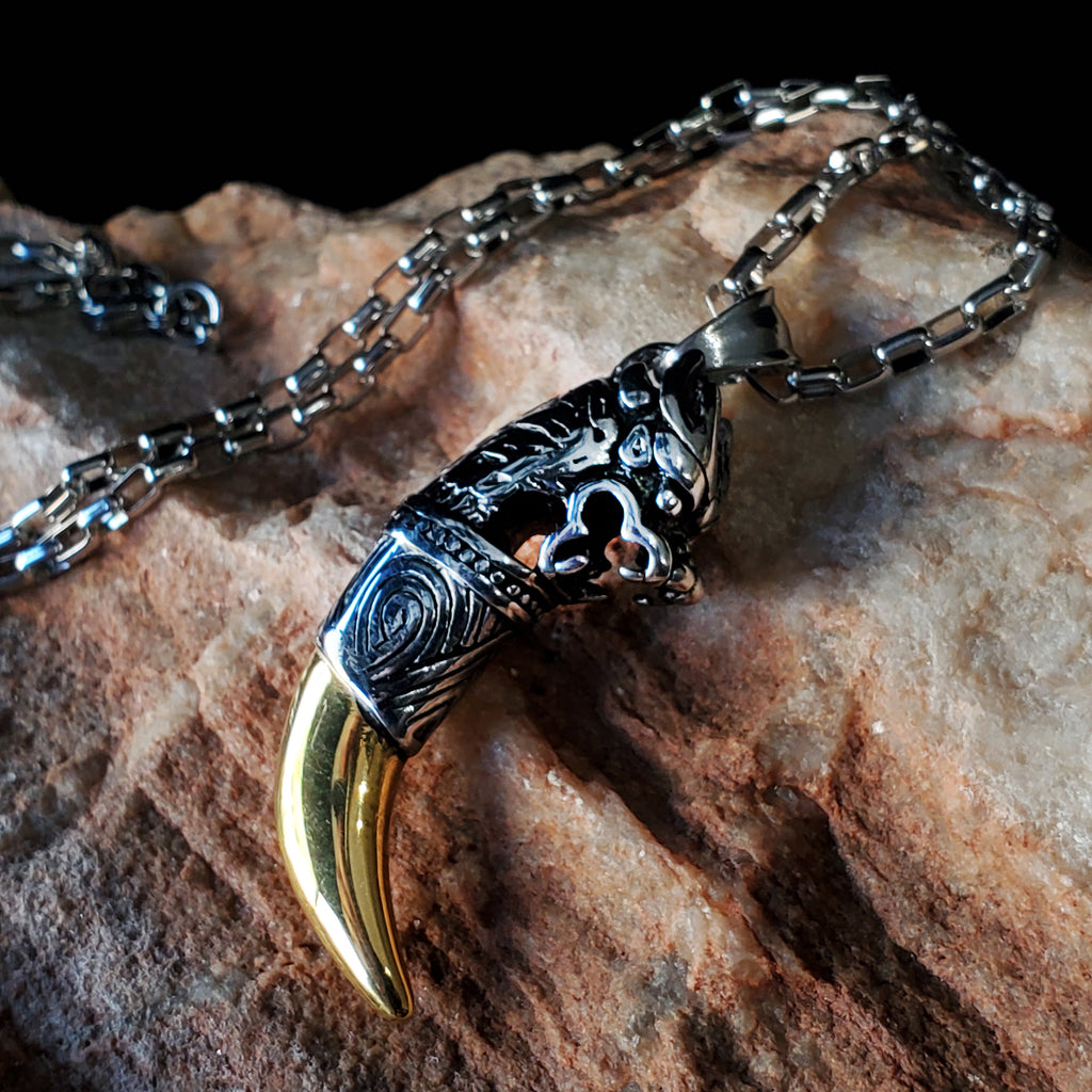 Amulet / Modern Necklace for Men Wolf Lion Tang Mens Necklace Tooth Silver Chains Strands