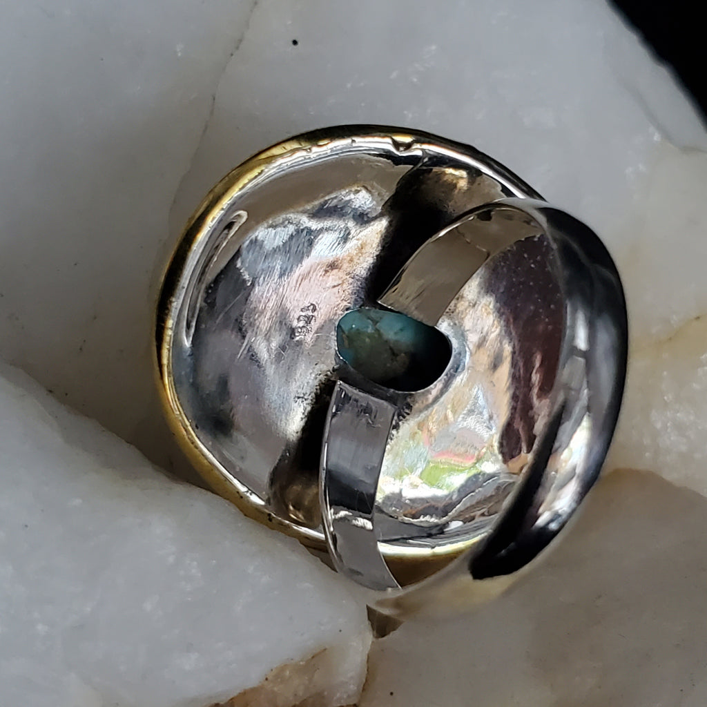 Saw What I Need / 6 / Designer Jewelry Turquoise Stone Unique Ring Hypoallergenic Silver 925/14K Gold Ring Gift for Momen