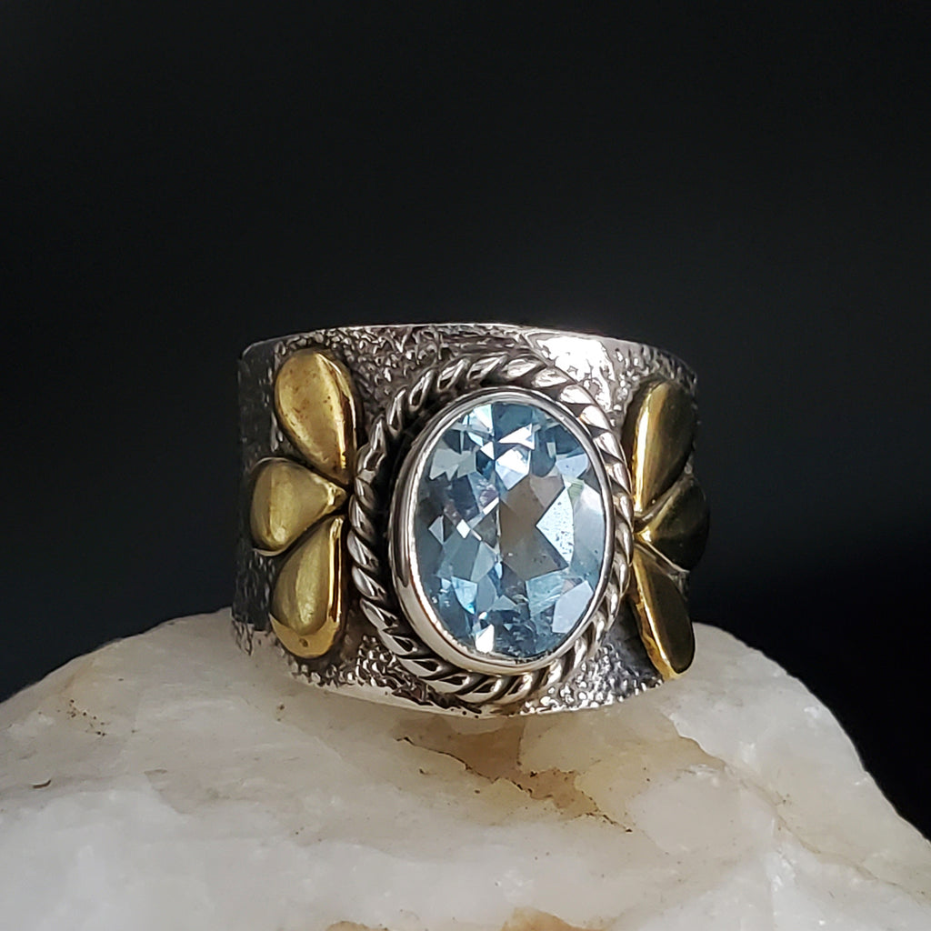 Think Of You / 6.5 / Designer Jewelry Aquamarine Stone Unique Ring Hypoallergenic Silver 925 Ring Gift for Momen