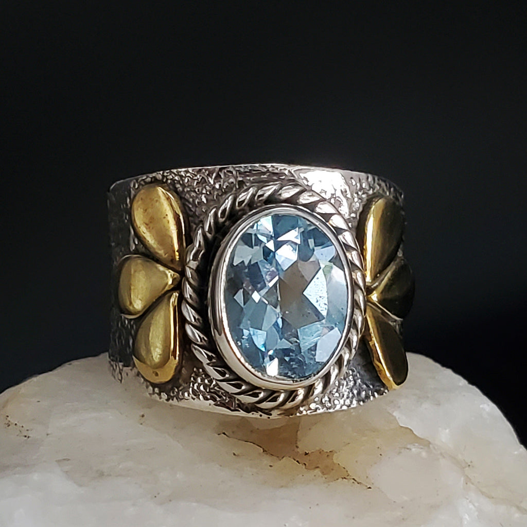 Think Of You / 6.5 / Designer Jewelry Aquamarine Stone Unique Ring Hypoallergenic Silver 925 Ring Gift for Momen