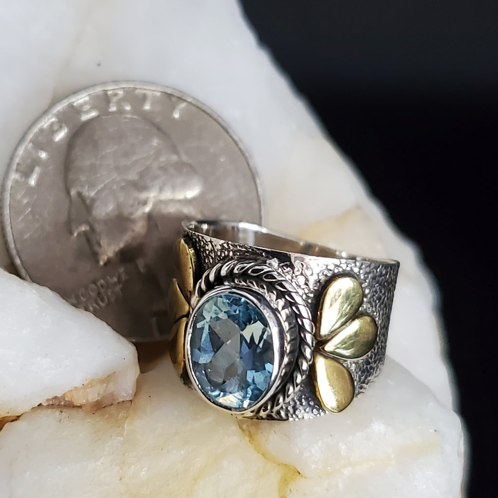 Think Of You / 6.5 / Designer Jewelry Aquamarine Stone Unique Ring Hypoallergenic Silver 925 Ring Gift for Momen