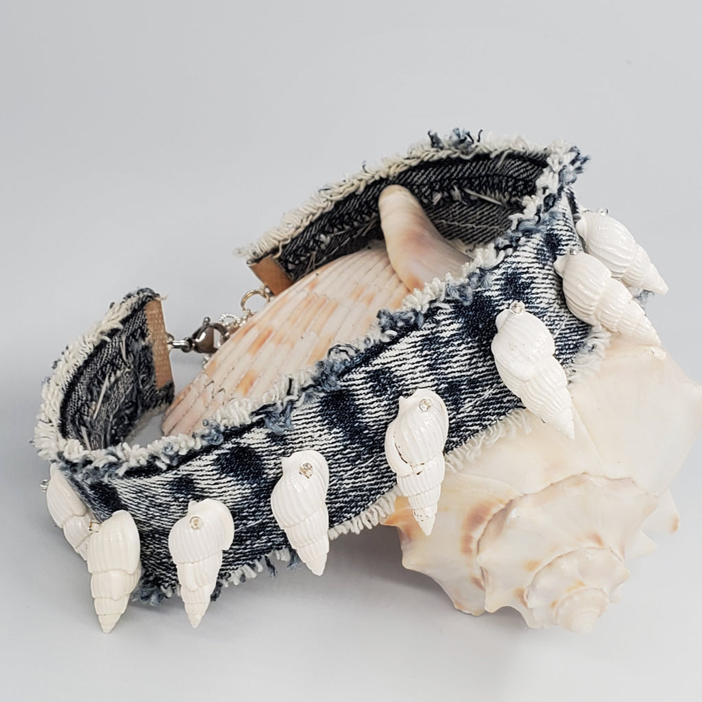 TOPICAL ROCK / Designer Necklace Unique Denim Jean Choker Adjustable Choker Necklac Boho Jewelry for Her Necklace Gift For Women