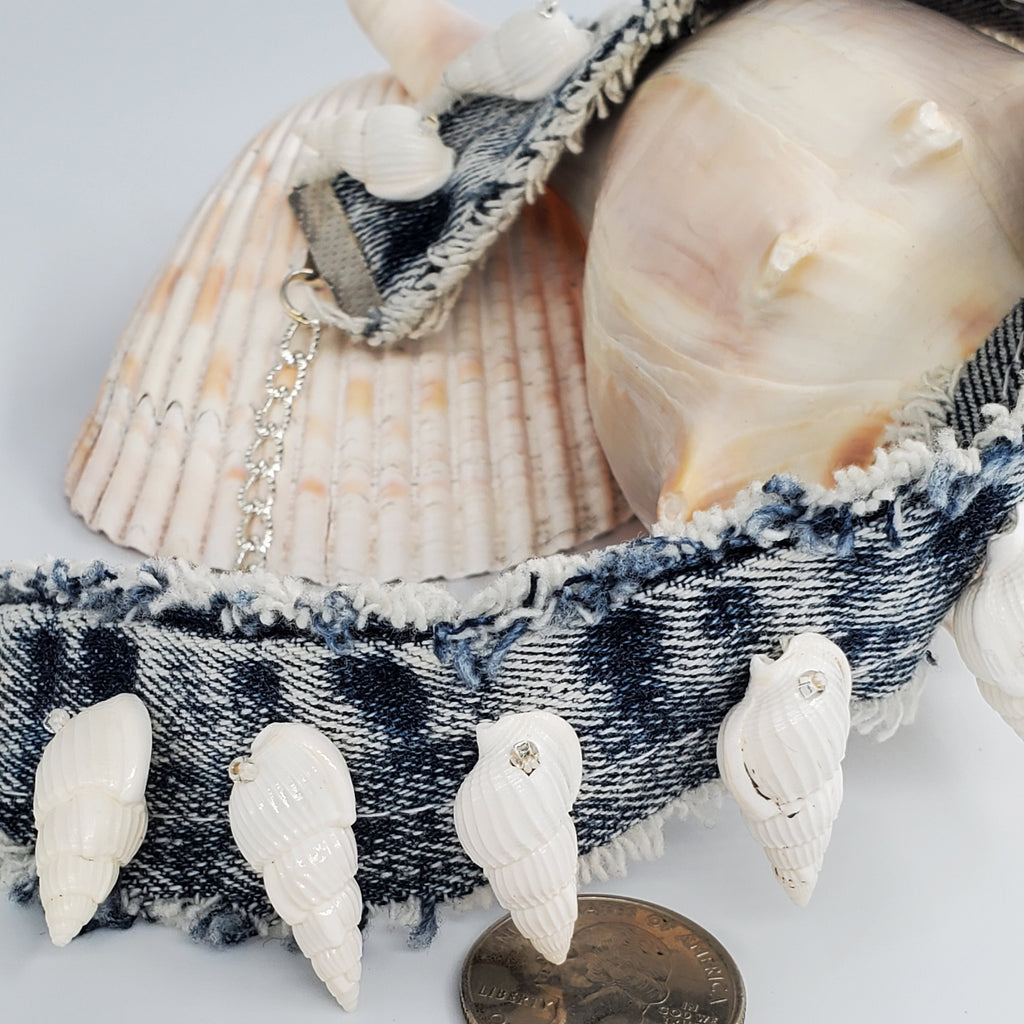 TOPICAL ROCK / Designer Necklace Unique Denim Jean Choker Adjustable Choker Necklac Boho Jewelry for Her Necklace Gift For Women