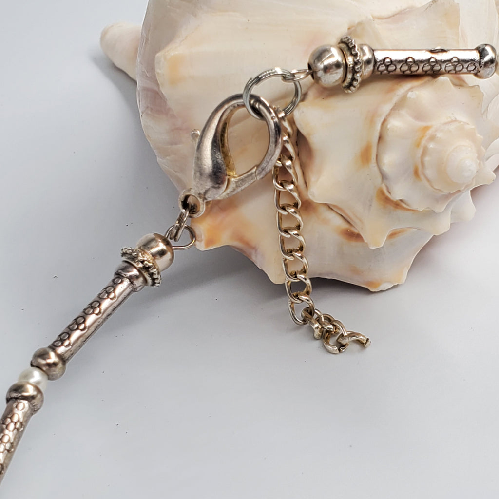 LA MER / Designer Jewelry Large Ocean Shell Necklace Shell Mother Of Pearl Stone Silver Artisan Necklace Rare Pink Pearl Necklace