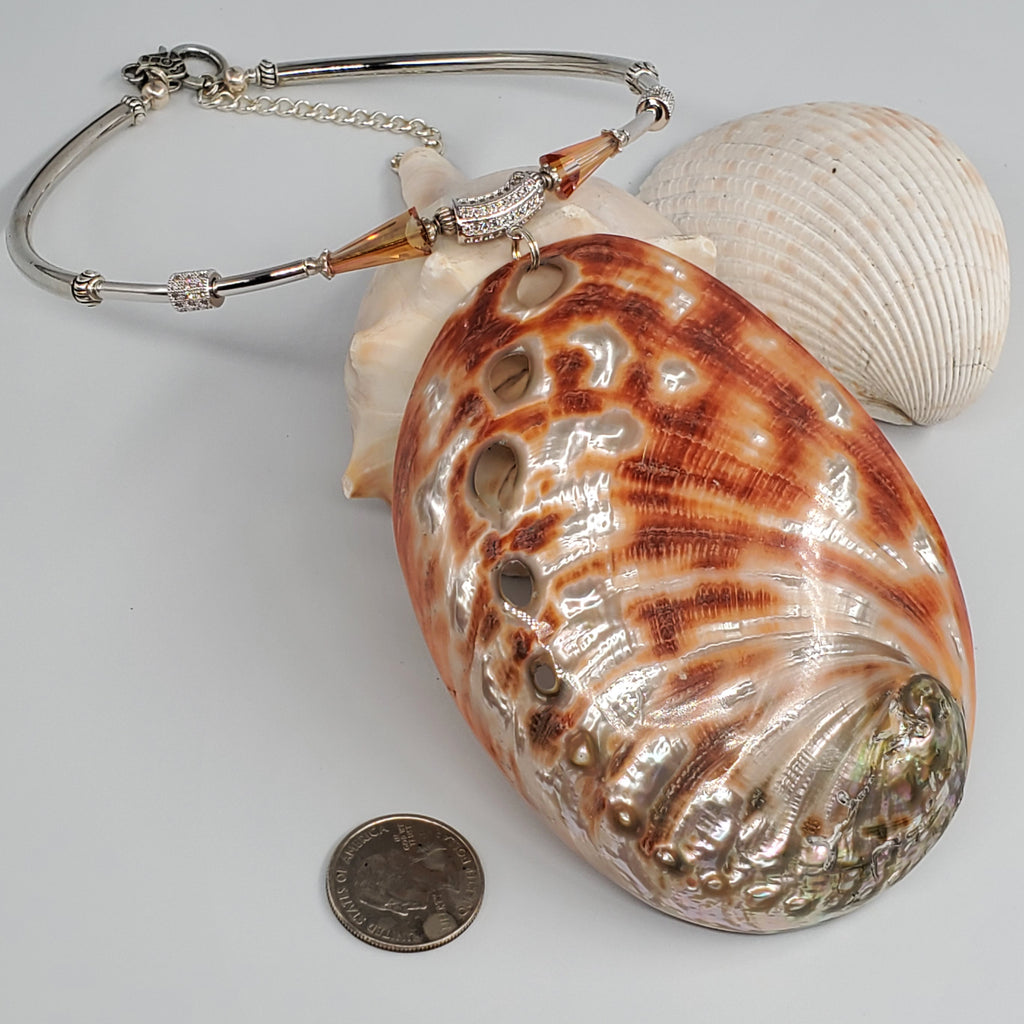 OCEAN QUEEN / Designer Jewelry Large Ocean Shell Necklace Shell Mother Of Pearl Stone Necklace Boho Big Seashell Necklace