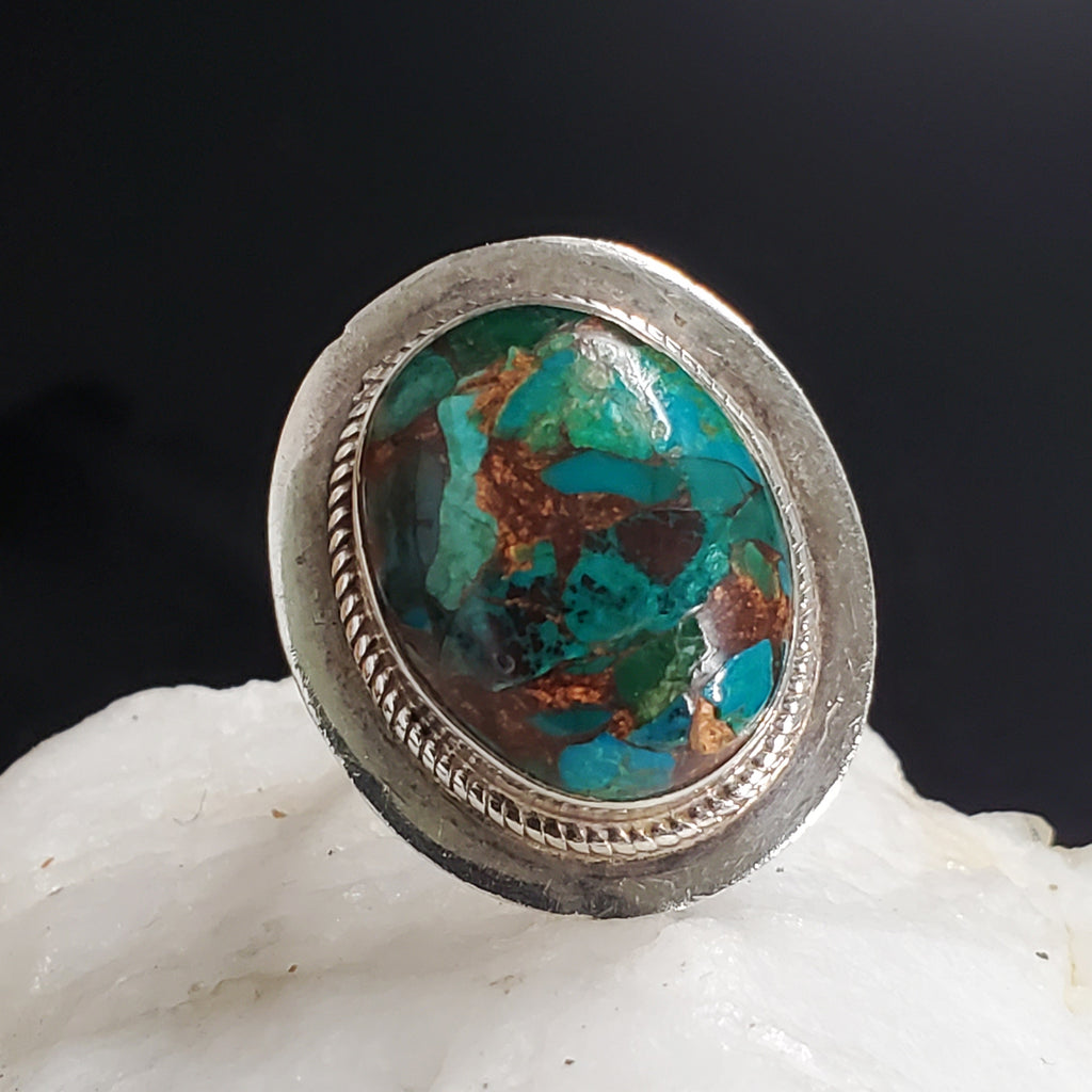 Secret Admirer / 6.5 / Designer Jewelry Chrysocolla Stone Unique Ring Hypoallergenic Silver 925 Ring Gift for Momen
