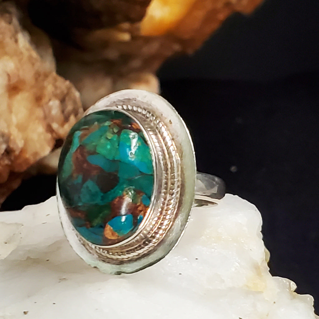 Secret Admirer / 6.5 / Designer Jewelry Chrysocolla Stone Unique Ring Hypoallergenic Silver 925 Ring Gift for Momen