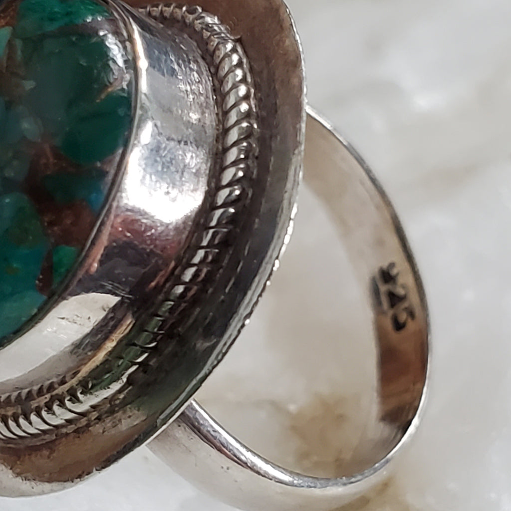 Secret Admirer / 6.5 / Designer Jewelry Chrysocolla Stone Unique Ring Hypoallergenic Silver 925 Ring Gift for Momen