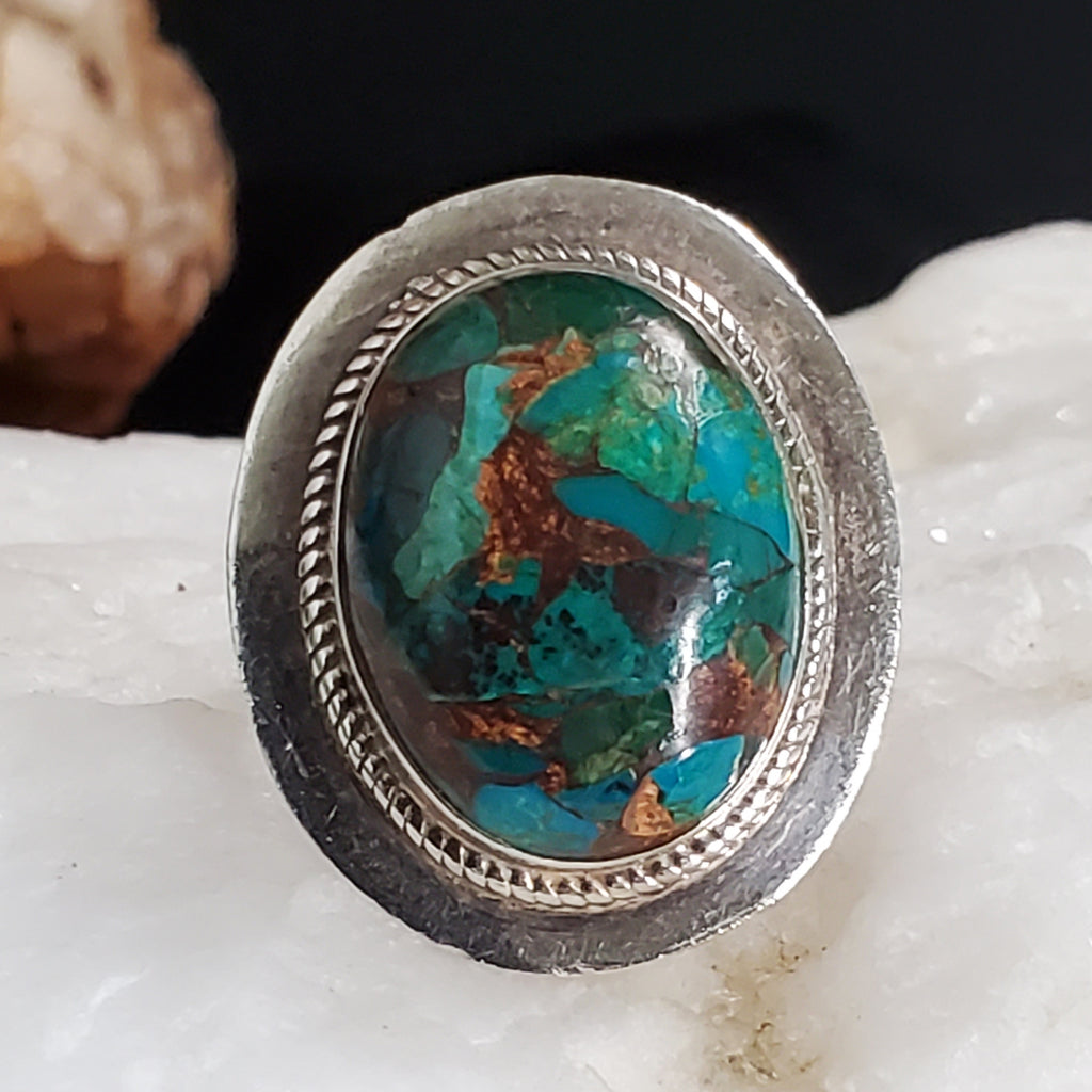 Secret Admirer / 6.5 / Designer Jewelry Chrysocolla Stone Unique Ring Hypoallergenic Silver 925 Ring Gift for Momen