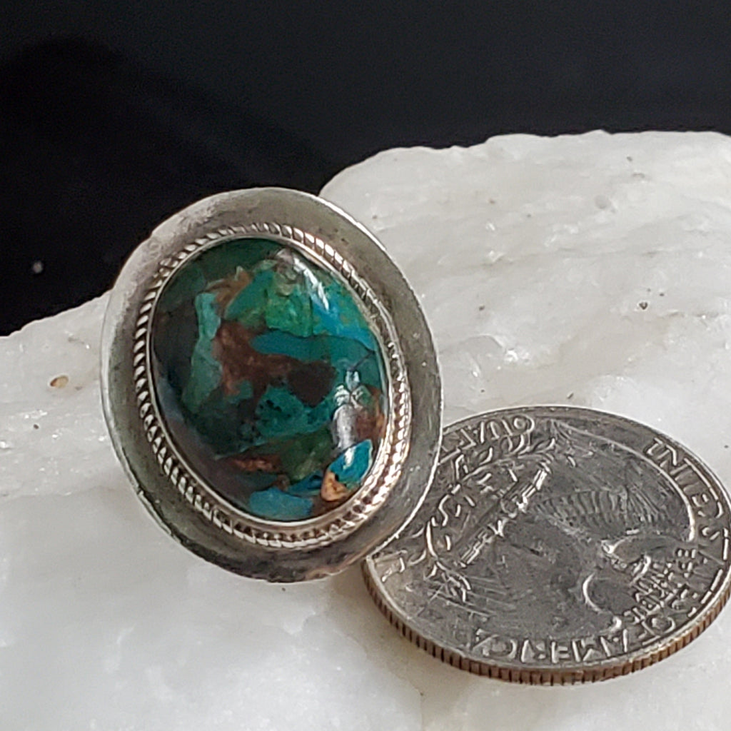 Secret Admirer / 6.5 / Designer Jewelry Chrysocolla Stone Unique Ring Hypoallergenic Silver 925 Ring Gift for Momen