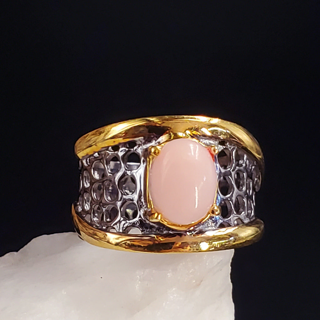 La Vida Loca / 8.5 / Designer Jewelry Roze Quartz Stone Unique Ring Hypoallergenic Silver 925 Ring Gift for Momen