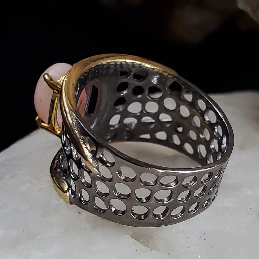 La Vida Loca / 8.5 / Designer Jewelry Roze Quartz Stone Unique Ring Hypoallergenic Silver 925 Ring Gift for Momen