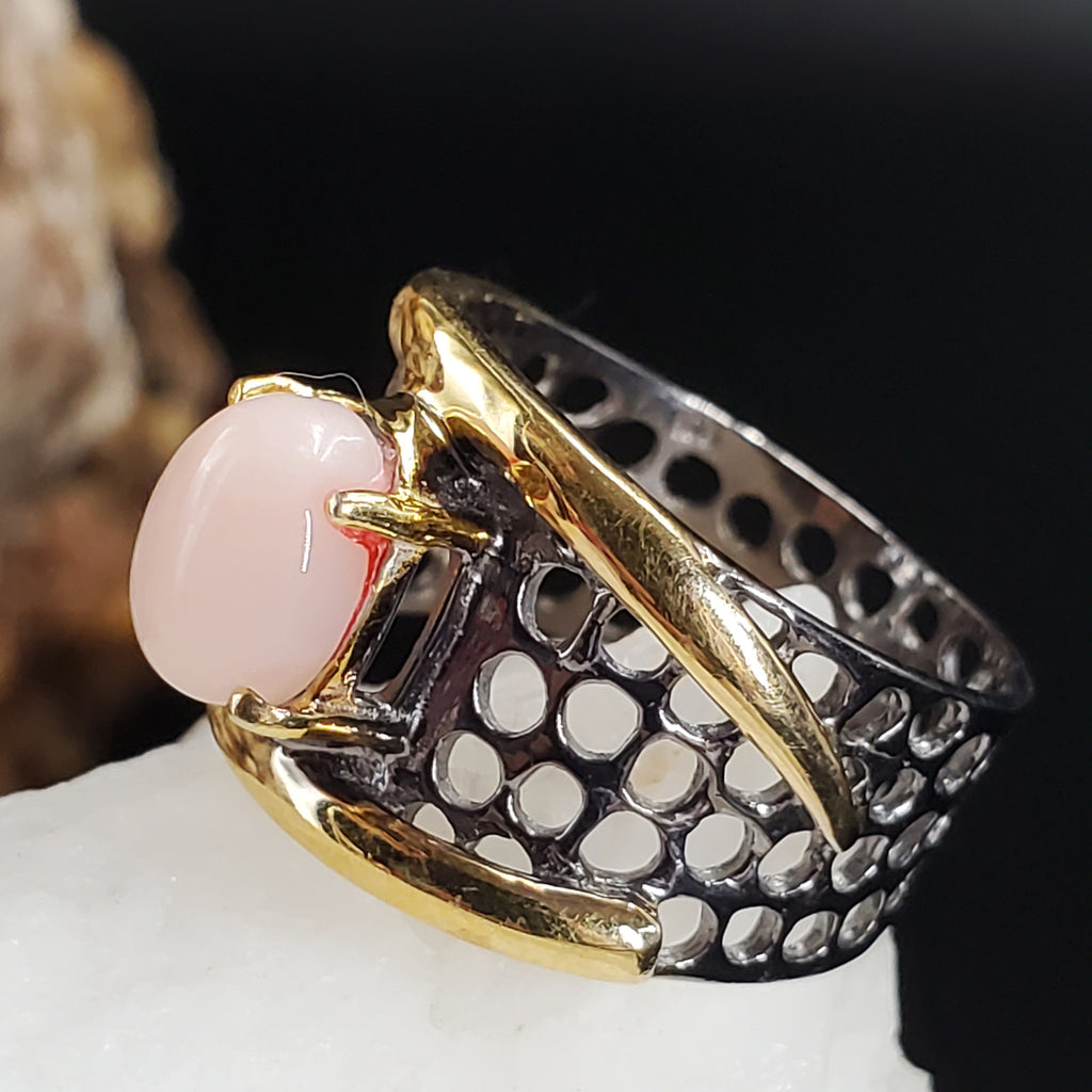 La Vida Loca / 8.5 / Designer Jewelry Roze Quartz Stone Unique Ring Hypoallergenic Silver 925 Ring Gift for Momen