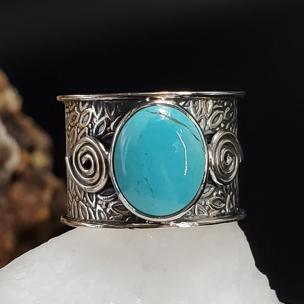 Where Are You / 7 / Designer Jewelry Turquoise Stone Unique Ring Hypoallergenic Silver 925 Ring Gift for Momen