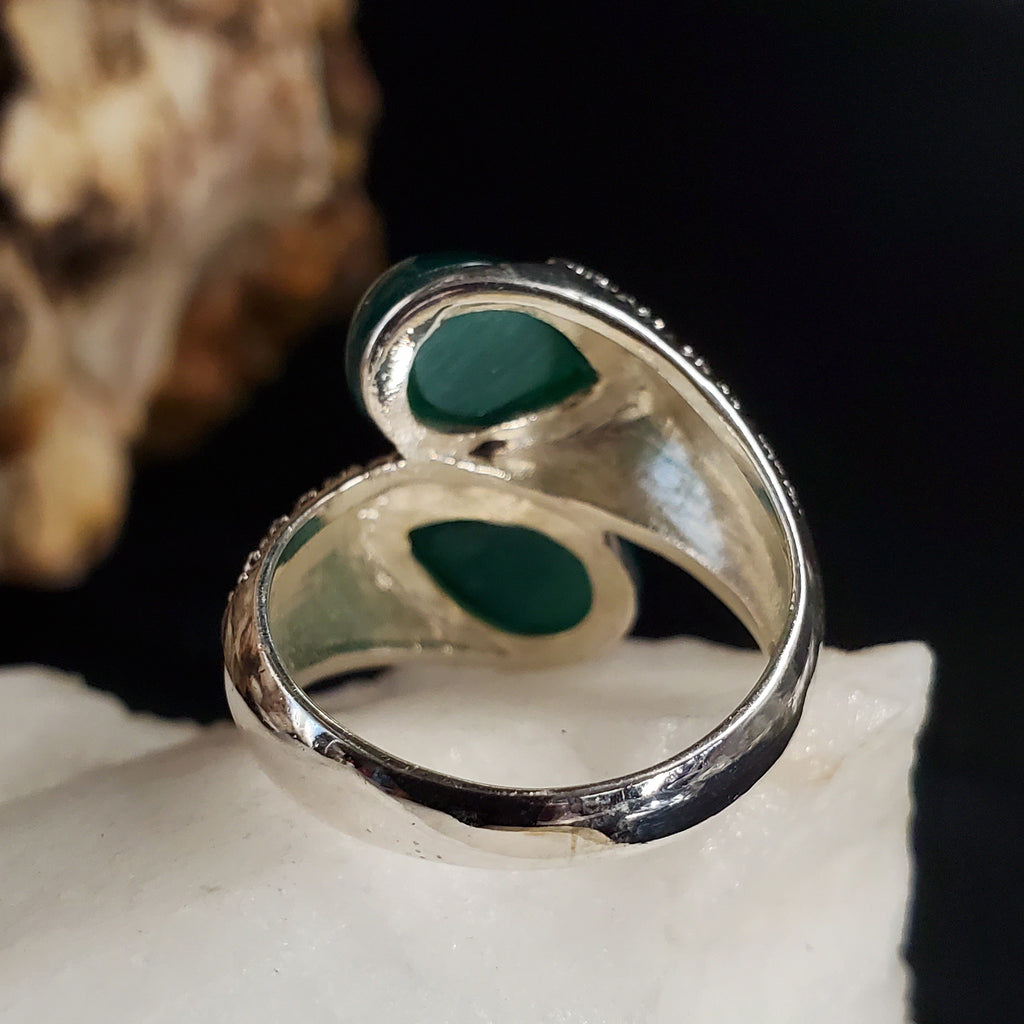 One Foreign Affair / 8.6 / Designer Jewelry Blue Chalcedony Stone Unique Ring Hypoallergenic Silver 925 Ring Gift for Momen