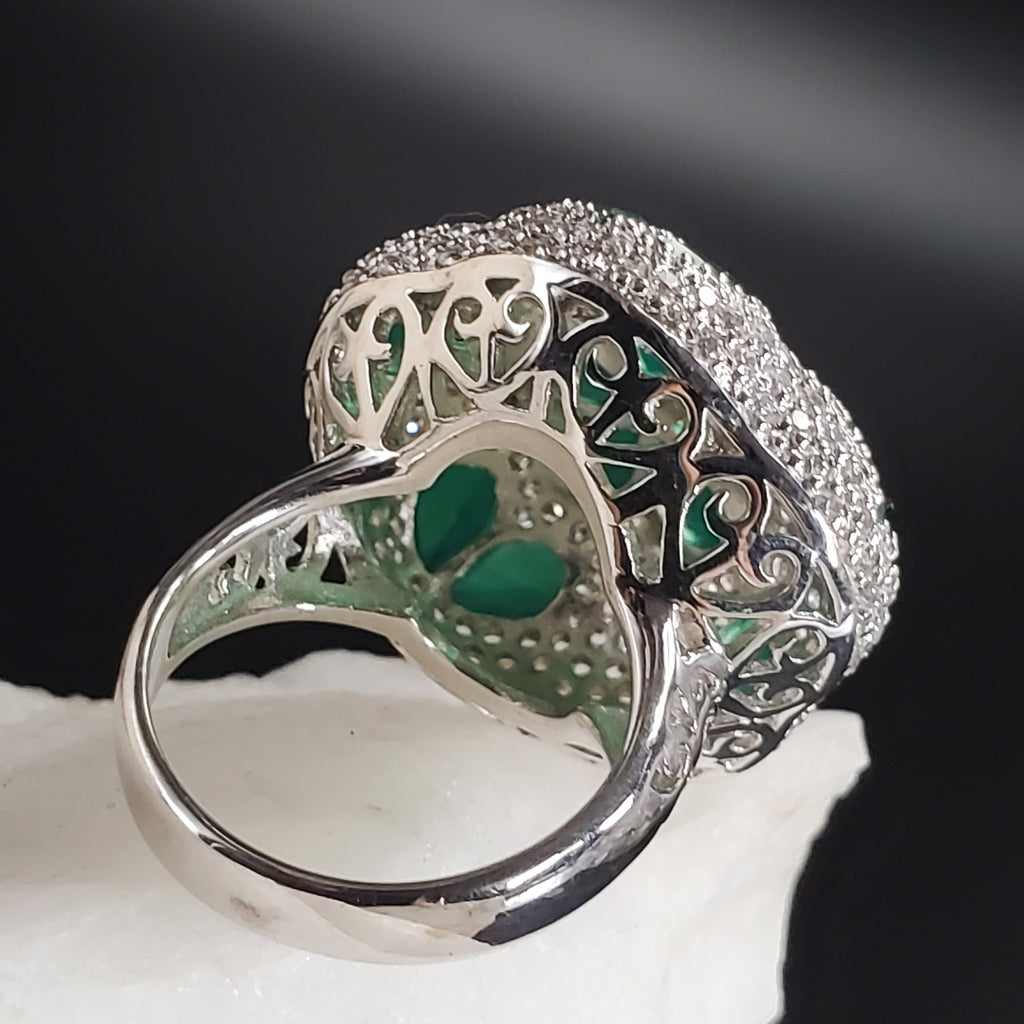 Sand Dollar / 7.8 / Designer Jewelry Natural Raw Emerald Stone Unique Ring Hypoallergenic Silver 925 Ring Gift for Momen