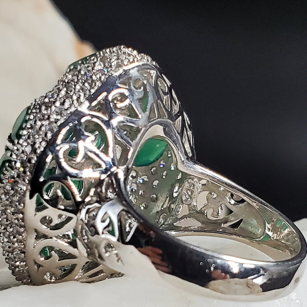 Sand Dollar / 7.8 / Designer Jewelry Natural Raw Emerald Stone Unique Ring Hypoallergenic Silver 925 Ring Gift for Momen