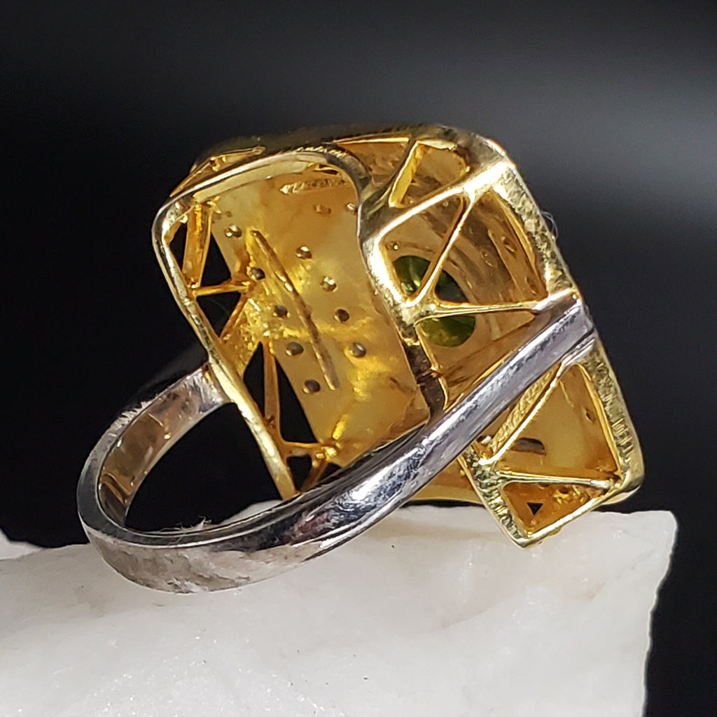 100 Degrees Of Shine / 9.5 / Designer Jewelry Genuine Peridot Stone Unique Ring Hypoallergenic Silver 925 Ring Gift for Momen