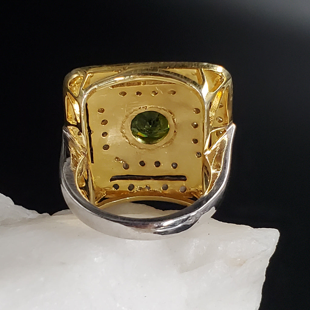 100 Degrees Of Shine / 9.5 / Designer Jewelry Genuine Peridot Stone Unique Ring Hypoallergenic Silver 925 Ring Gift for Momen
