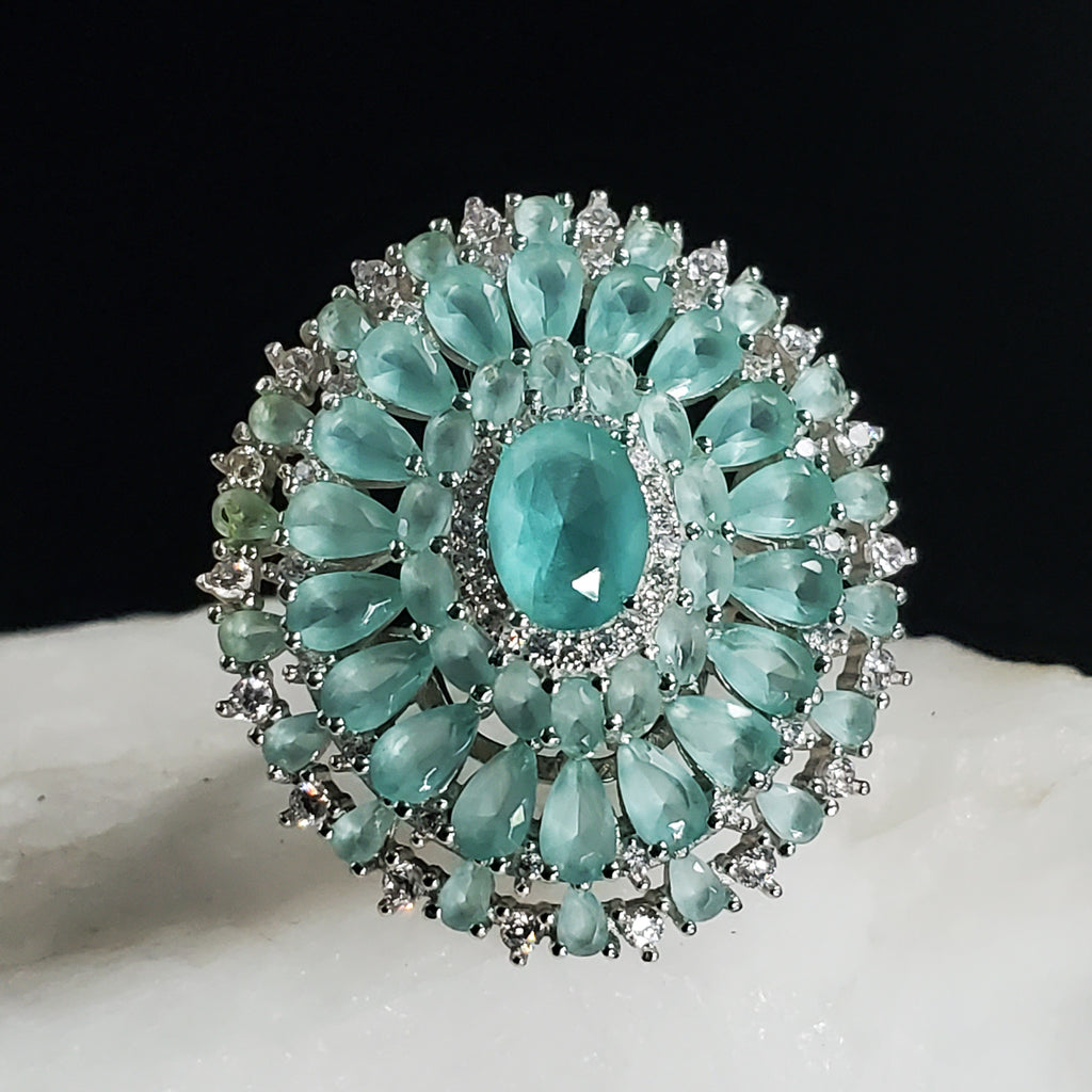 On My Mind / 6.5 / Designer Jewelry Blue Chalcedony Stone Unique Ring Hypoallergenic Silver 925 Ring Gift for Momen