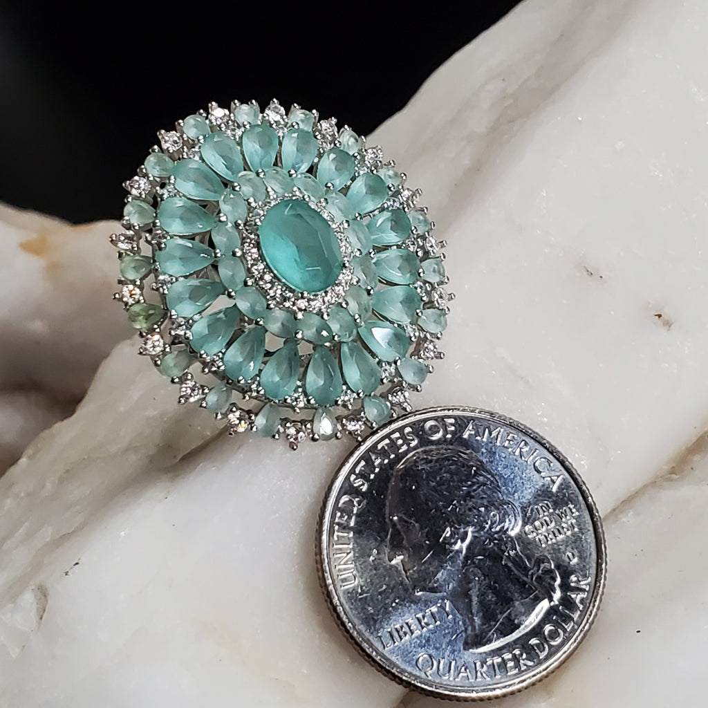 On My Mind / 6.5 / Designer Jewelry Blue Chalcedony Stone Unique Ring Hypoallergenic Silver 925 Ring Gift for Momen