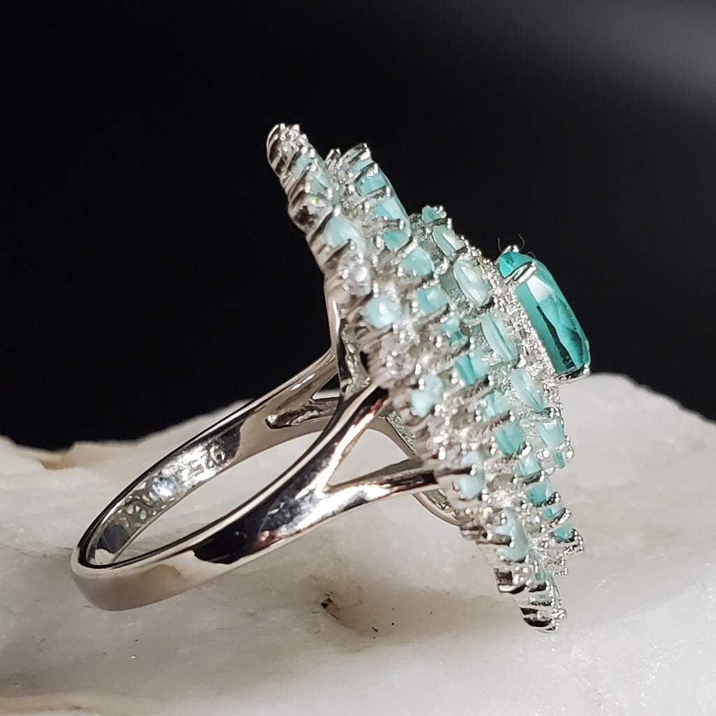 On My Mind / 6.5 / Designer Jewelry Blue Chalcedony Stone Unique Ring Hypoallergenic Silver 925 Ring Gift for Momen