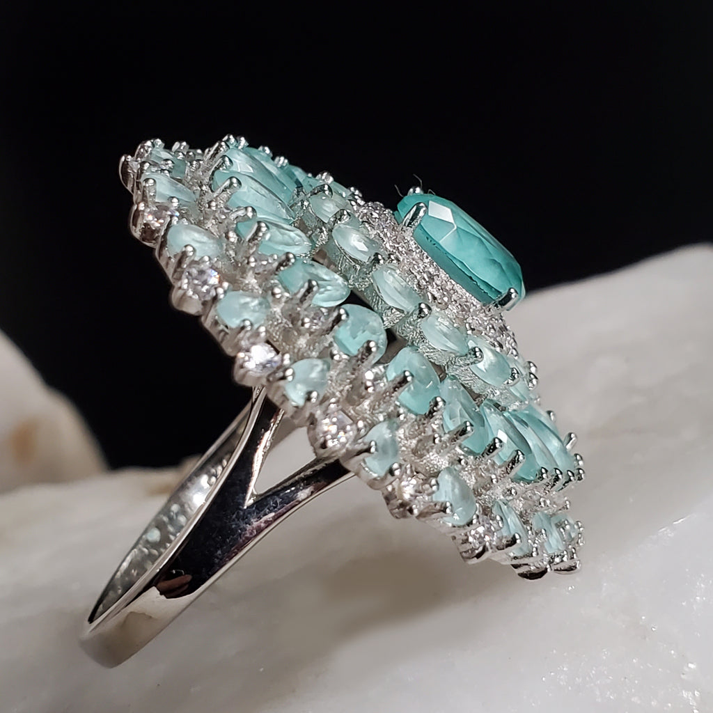 On My Mind / 6.5 / Designer Jewelry Blue Chalcedony Stone Unique Ring Hypoallergenic Silver 925 Ring Gift for Momen