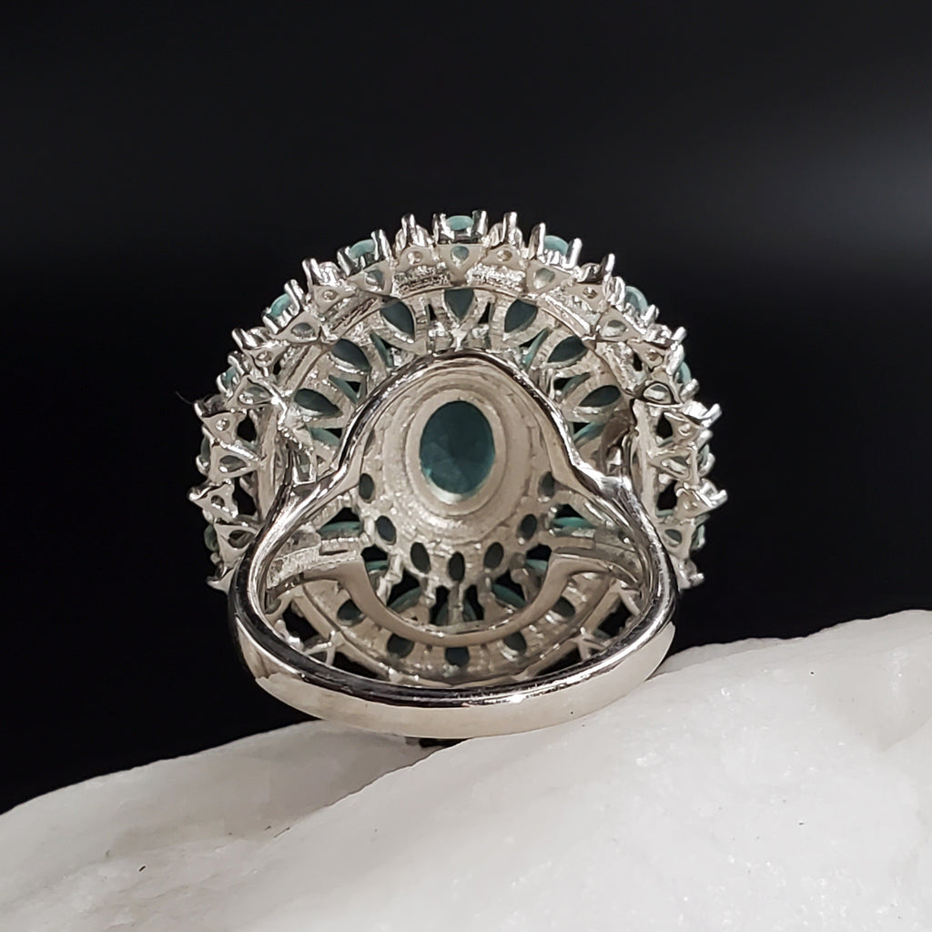 On My Mind / 6.5 / Designer Jewelry Blue Chalcedony Stone Unique Ring Hypoallergenic Silver 925 Ring Gift for Momen