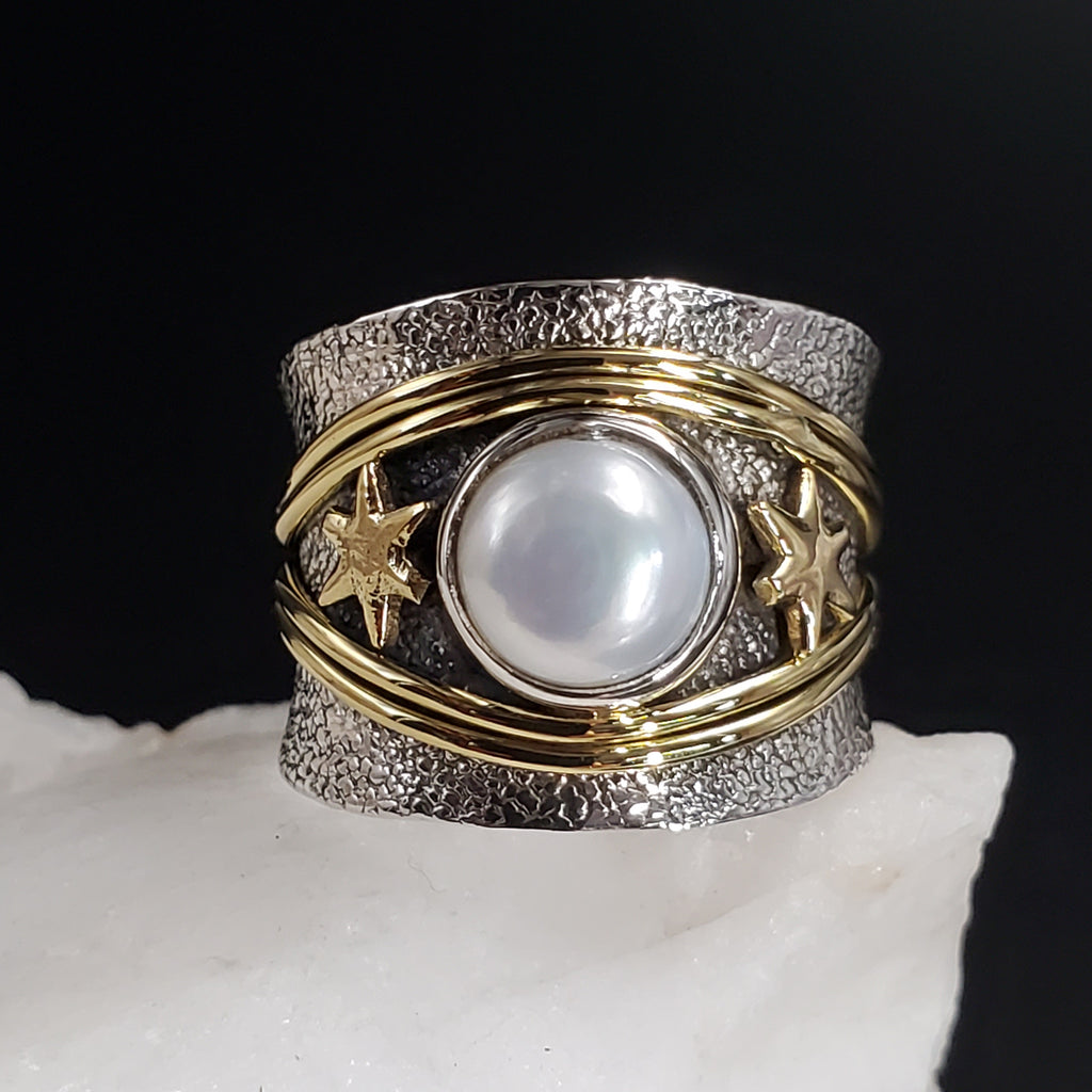 All-Stars Is Yours / 5.6 / Silver Gold Ring Natural Pearls Stone Hypoallergenic Jewelry Most Popular Jewelry Gift For Women