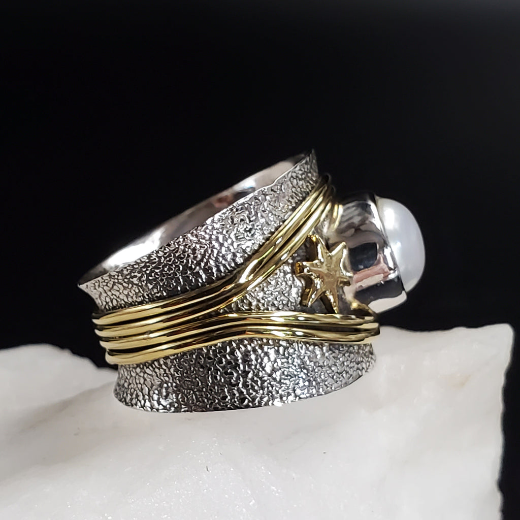 All-Stars Is Yours / 5.6 / Silver Gold Ring Natural Pearls Stone Hypoallergenic Jewelry Most Popular Jewelry Gift For Women