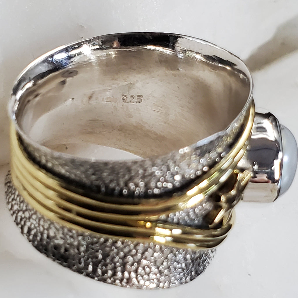 All-Stars Is Yours / 5.6 / Silver Gold Ring Natural Pearls Stone Hypoallergenic Jewelry Most Popular Jewelry Gift For Women