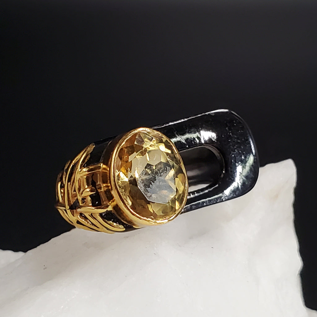 Part Time Love / 8 / Designer Jewelry Natural Citrine Stone Unique Ring Hypoallergenic Silver 925 Ring Gift for Momen