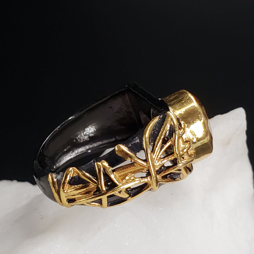 Part Time Love / 8 / Designer Jewelry Natural Citrine Stone Unique Ring Hypoallergenic Silver 925 Ring Gift for Momen