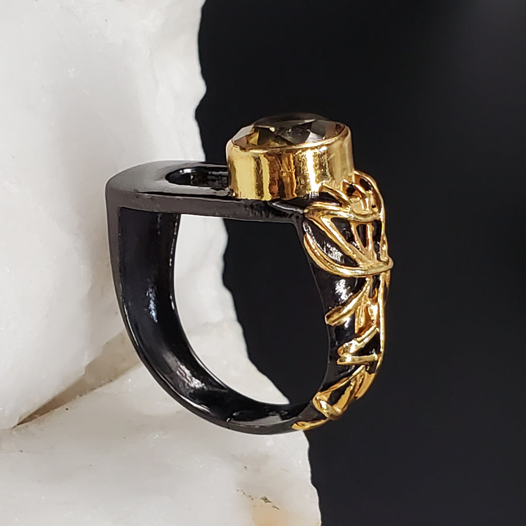 Part Time Love / 8 / Designer Jewelry Natural Citrine Stone Unique Ring Hypoallergenic Silver 925 Ring Gift for Momen