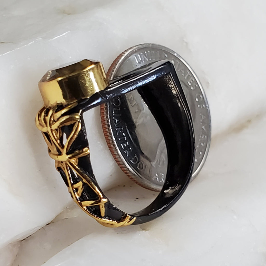 Part Time Love / 8 / Designer Jewelry Natural Citrine Stone Unique Ring Hypoallergenic Silver 925 Ring Gift for Momen