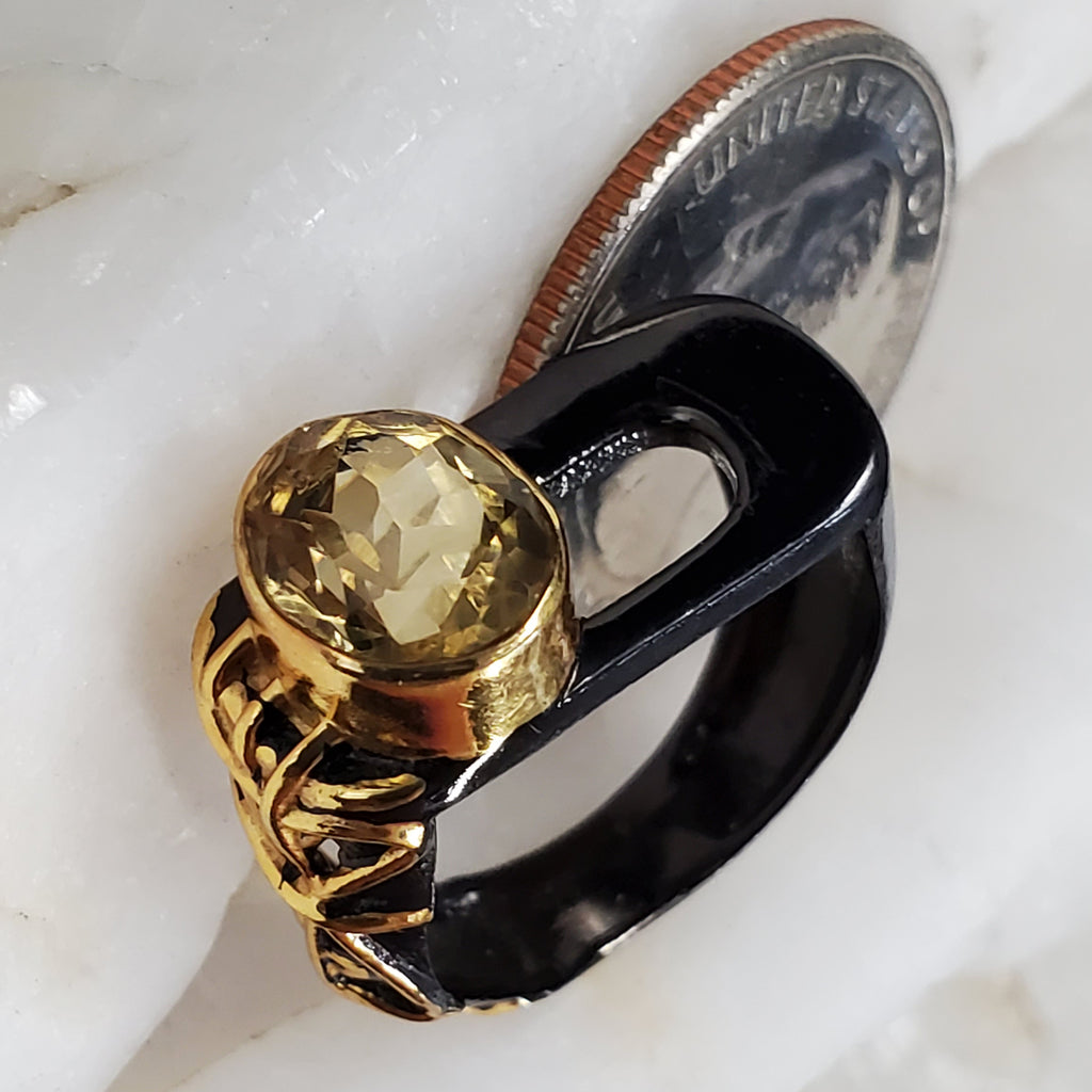 Part Time Love / 8 / Designer Jewelry Natural Citrine Stone Unique Ring Hypoallergenic Silver 925 Ring Gift for Momen