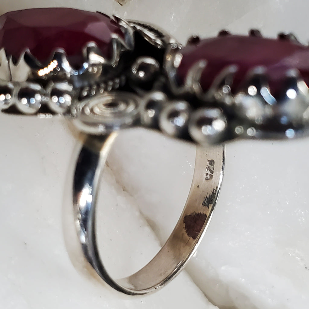 Queen Of Sheba / 8 / Designer Jewelry Natural Raw Pink Ruby Stone Unique Ring Hypoallergenic Silver 925 Ring Gift for Momen