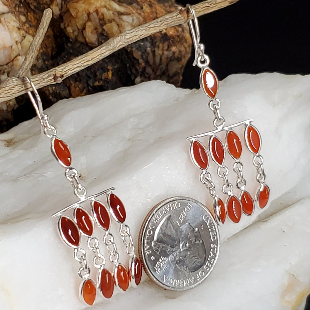 Feeling Groovy / Floral Jewelry Silver Earrings Natural Carnelian Stone Hypoallergenic Jewelry Most Popular Jewelry Gift For Women