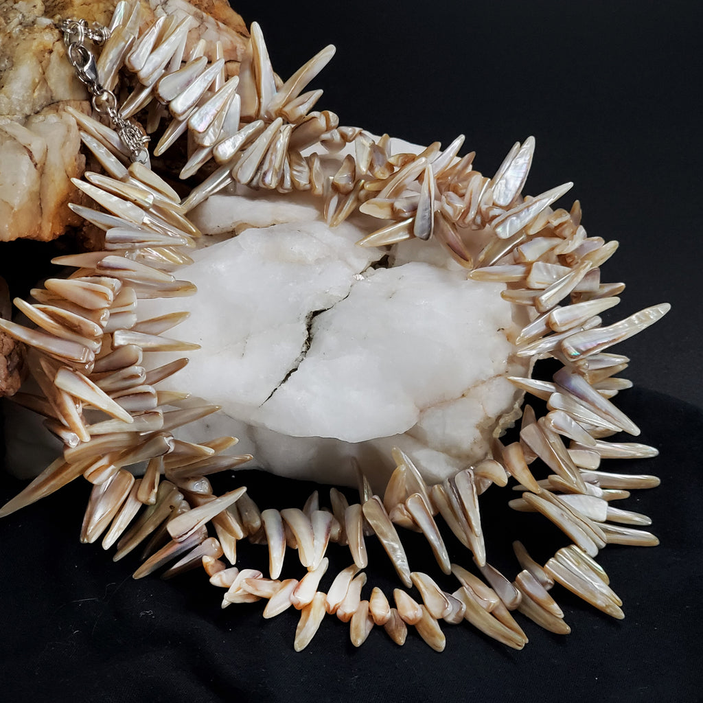 By The Way / Designer Jewelry Double Necklace Shell Mother Of Pearl Stone Necklace Bohemian Seashell Necklace Rare Kauai Puka necklaces