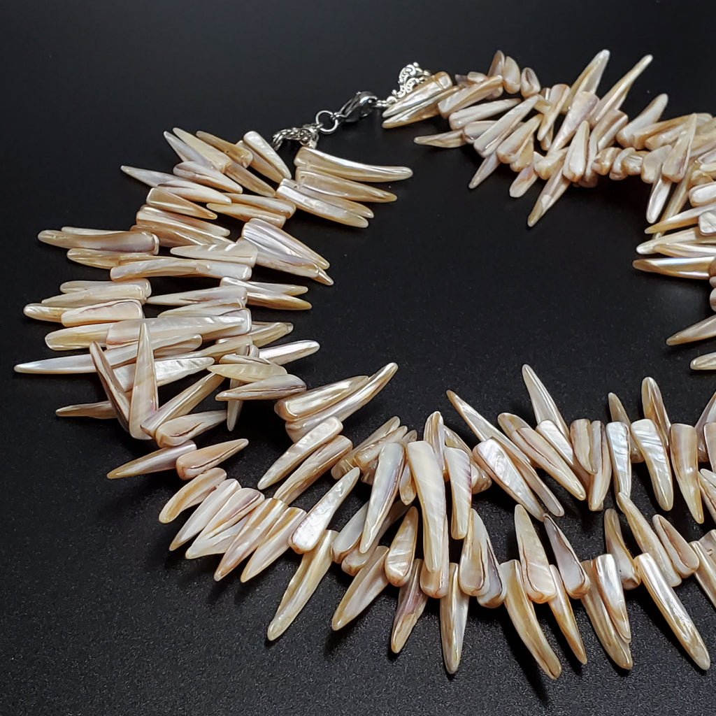 By The Way / Designer Jewelry Double Necklace Shell Mother Of Pearl Stone Necklace Bohemian Seashell Necklace Rare Kauai Puka necklaces