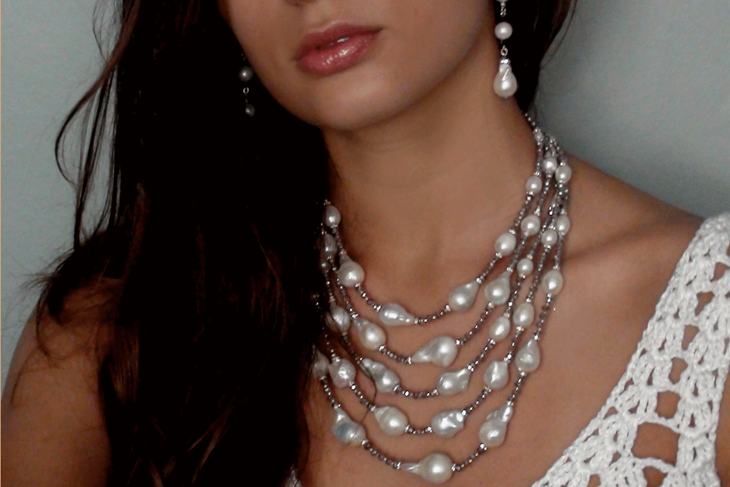 Unforgettable Journey / Designer Jewelry Silver Necklace Natural Baroque Pearls Hypoallergenic Jewelry Most Popular Jewelry Gift For Women