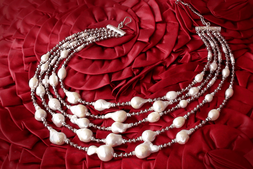 Unforgettable Journey / Designer Jewelry Silver Necklace Natural Baroque Pearls Hypoallergenic Jewelry Most Popular Jewelry Gift For Women