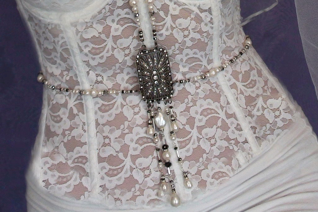 Endless Love / Designer Body Chain Necklace Silver Necklace For Women Large Baroque Pearl Pendant Unique Jewelry Gift For Lady